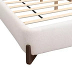 Struttura letto imbottita White Queen, tessuto Terry, gambe in legno, 1 persona