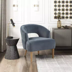 Poltrona a botte in velluto – Blu / Grigio scuro / Grigio | Posto singolo