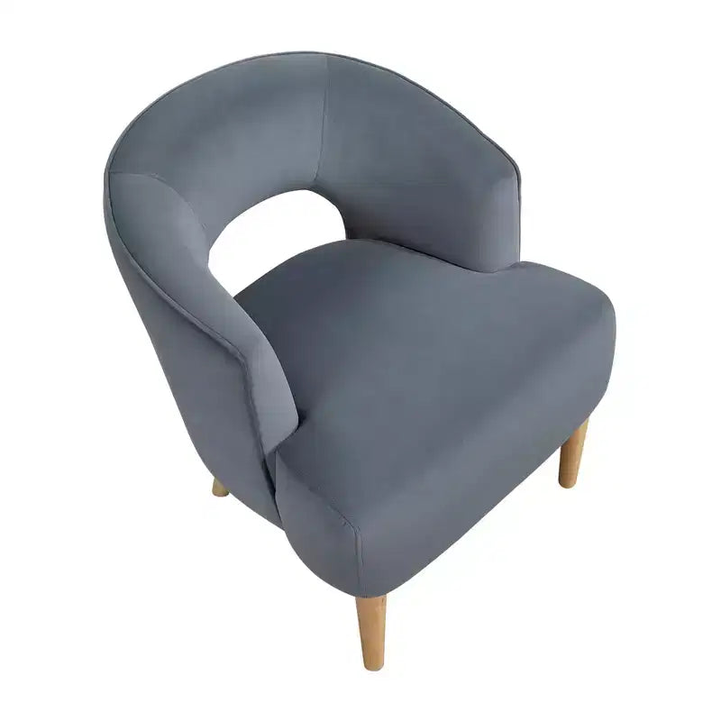 Poltrona a botte in velluto – Blu / Grigio scuro / Grigio | Posto singolo