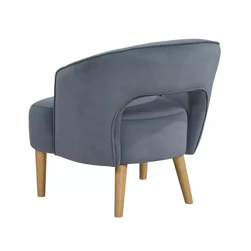 Poltrona a botte in velluto – Blu / Grigio scuro / Grigio | Posto singolo