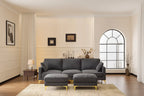 Karl Home |100 in.W Square Arm Chenille Modern U-shaped Sofa in Gray with Side Storage