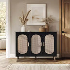 Karl Home Modern Rattan 24 Pair Shoe Storage Cabinet