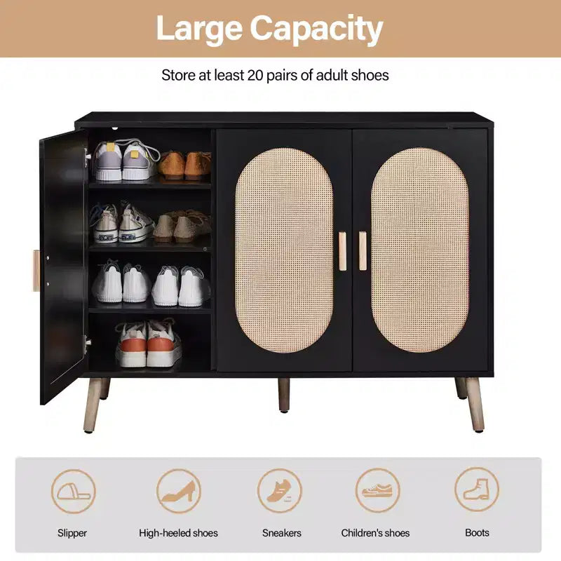 Scarpiere Indipendente in Rattan Naturale – 24 Paia