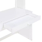 Letto a Castello a L a una Piazza e Mezza / a una Piazza, con Scrivania, Armadio e Mensole, per 2 Persone, Espresso / Grigio / Bianco