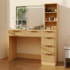 Toeletta da trucco scanalata in bianco/legno – Stile moderno, utente singolo