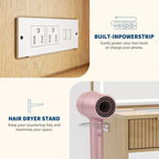 Toeletta da trucco scanalata in bianco/legno – Stile moderno, utente singolo