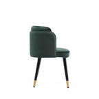 Sedia da pranzo in velluto verde Hunter, schienale a barile, senza braccioli, 1 posto
