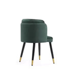 Sedia da pranzo in velluto verde Hunter, schienale a barile, senza braccioli, 1 posto