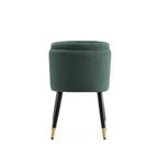 Sedia da pranzo in velluto verde Hunter, schienale a barile, senza braccioli, 1 posto
