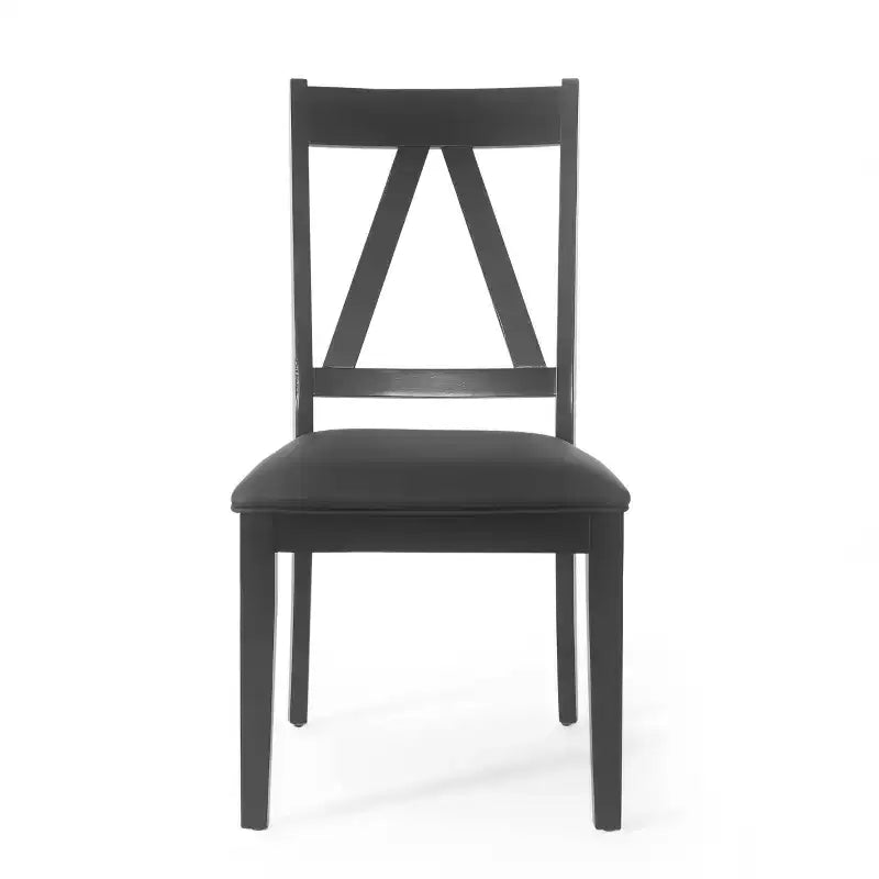 Sedie da pranzo senza braccioli in similpelle nera, set da 2