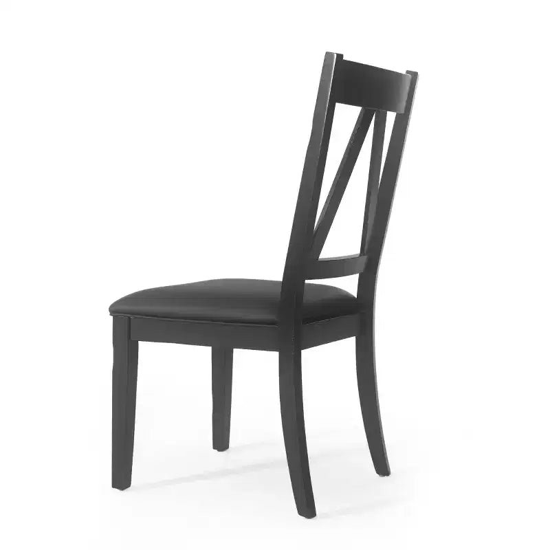 Sedie da pranzo senza braccioli in similpelle nera, set da 2