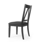 Sedie da pranzo senza braccioli in similpelle nera, set da 2