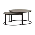Set of 2 Rina Concrete/Metal Nesting Coffee Table Gray/Black - Armen Living: Modern Loop Leg Design for Living Room
