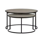 Set di 2 tavolini rotondi sovrapponibili Grigio e Nero