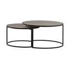 Set di 2 tavolini rotondi sovrapponibili Grigio e Nero