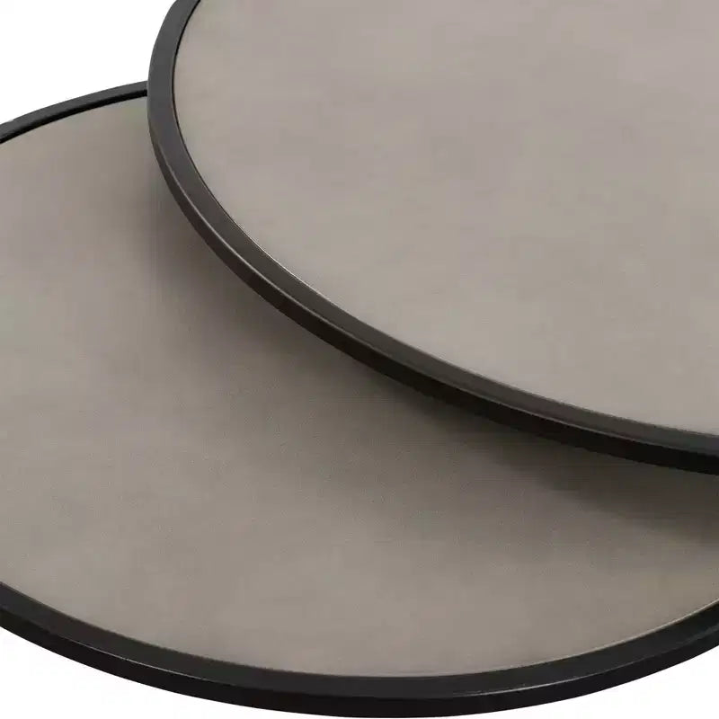 Set di 2 tavolini rotondi sovrapponibili Grigio e Nero