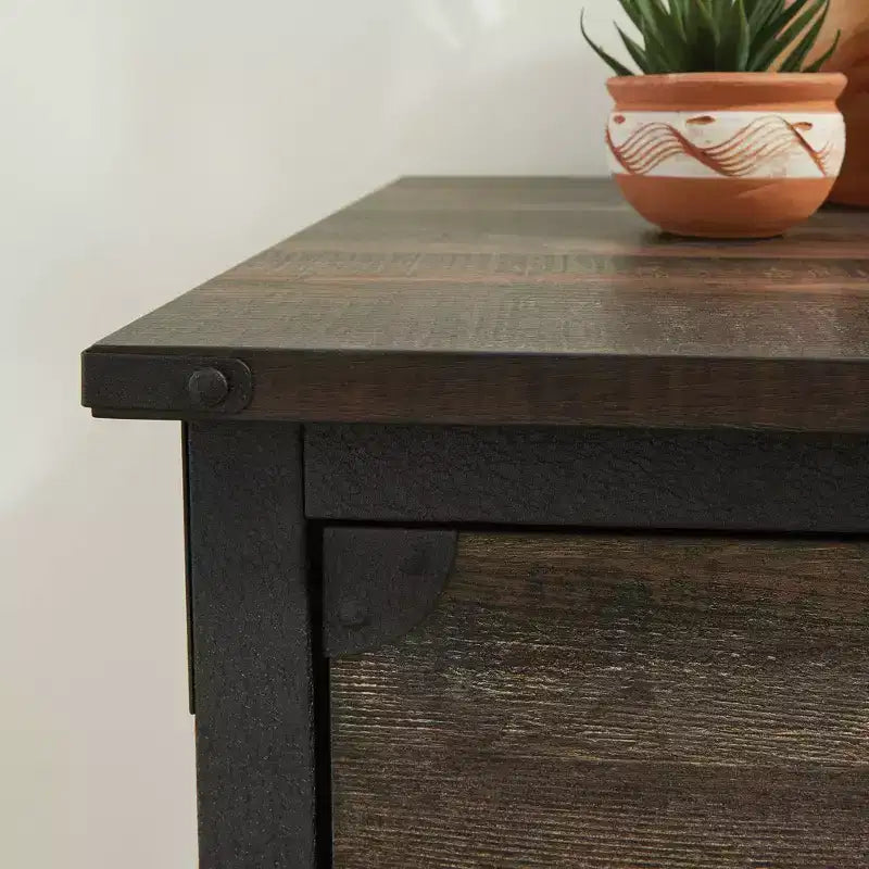 Credenza portaoggetti industriale in rovere carbonio con cassetti – 1 utente