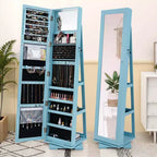 Armadietto Portagioie Rotante a 360° con Specchio e Chiave – Nero / Blu / Marrone / Caffè / Marrone Scuro / Grigio Scuro / Grigio / Viola Chiaro / Rosa / Bianco – Utente Singolo