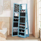 Armadietto Portagioie Rotante a 360° con Specchio e Chiave – Nero / Blu / Marrone / Caffè / Marrone Scuro / Grigio Scuro / Grigio / Viola Chiaro / Rosa / Bianco – Utente Singolo
