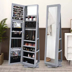 Armadietto Portagioie Rotante a 360° con Specchio e Chiave – Nero / Blu / Marrone / Caffè / Marrone Scuro / Grigio Scuro / Grigio / Viola Chiaro / Rosa / Bianco – Utente Singolo