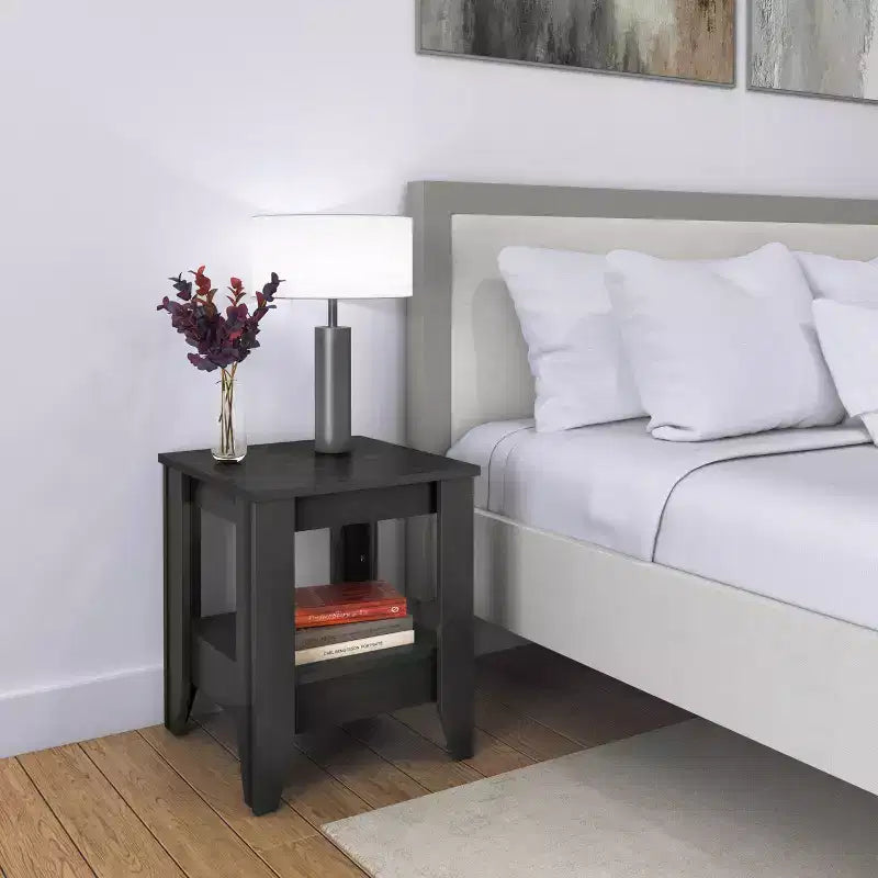 Comodino classico quadrato – Nero / Ciliegio / Grigio / Bianco, Montaggio da 1 persona
