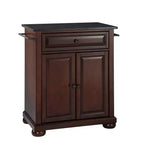 Carrello da cucina portatile con top in granito – Nero / Mogano / Bianco, Montaggio in 1 persona