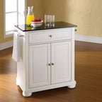 Carrello da cucina portatile con top in granito – Nero / Mogano / Bianco, Montaggio in 1 persona