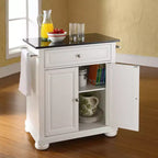 Carrello da cucina portatile con top in granito – Nero / Mogano / Bianco, Montaggio in 1 persona