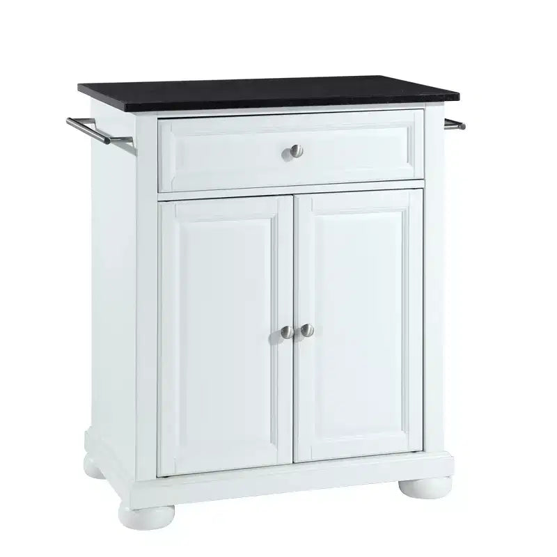 Carrello da cucina portatile con top in granito – Nero / Mogano / Bianco, Montaggio in 1 persona