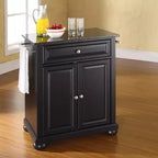 Carrello da cucina portatile con top in granito – Nero / Mogano / Bianco, Montaggio in 1 persona