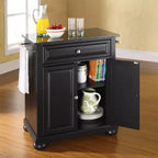 Carrello da cucina portatile con top in granito – Nero / Mogano / Bianco, Montaggio in 1 persona
