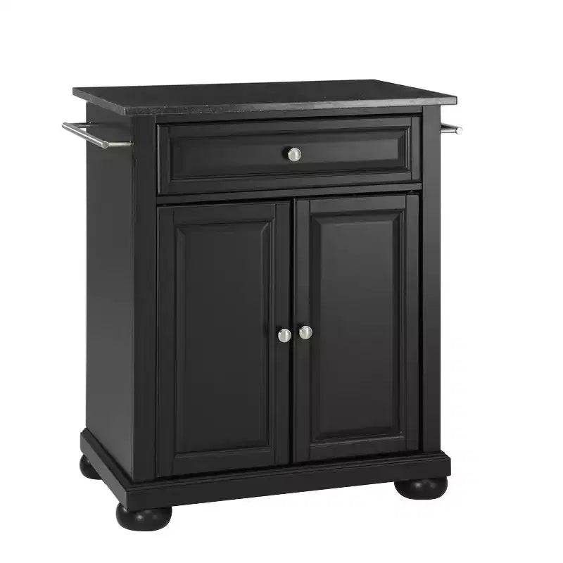 Carrello da cucina portatile con top in granito – Nero / Mogano / Bianco, Montaggio in 1 persona