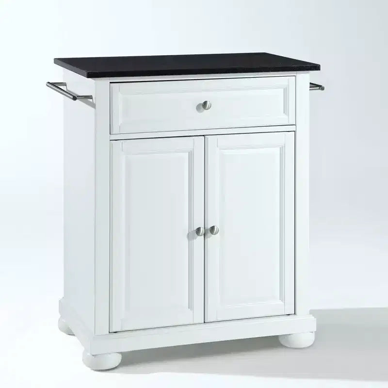 Carrello da cucina portatile con top in granito – Nero / Mogano / Bianco, Montaggio in 1 persona