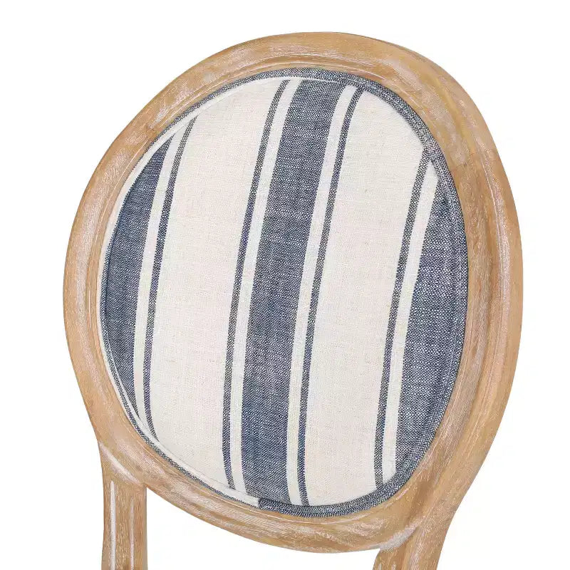 Sedia da pranzo senza braccioli a righe blu scuro / motivo scozzese grigio, set da 2