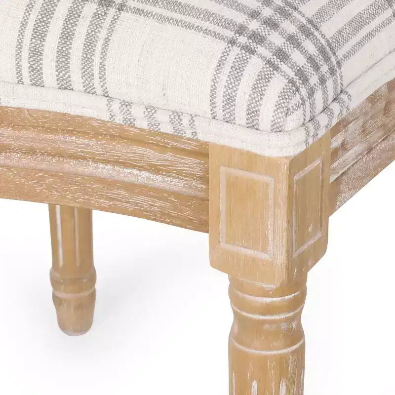 Sedia da pranzo senza braccioli a righe blu scuro / motivo scozzese grigio, set da 2