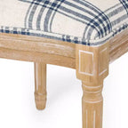 Sedia da pranzo senza braccioli a righe blu scuro / motivo scozzese grigio, set da 2