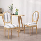 Sedia da pranzo senza braccioli a righe blu scuro / motivo scozzese grigio, set da 2