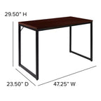 Scrivania per computer da 47" in metallo a giorno, mogano/nero, 1 persona