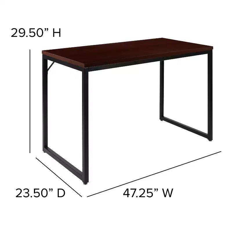 Scrivania per computer da 47" in metallo a giorno, mogano/nero, 1 persona