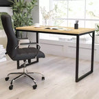 Scrivania per computer da 47" in metallo a giorno, mogano/nero, 1 persona