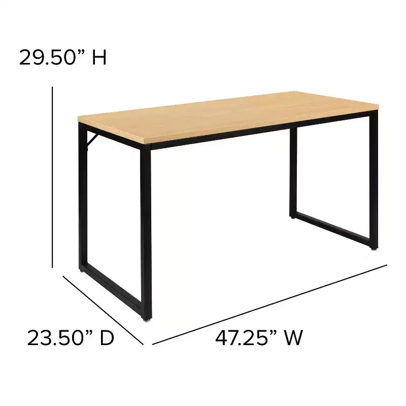 Scrivania per computer da 47" in metallo a giorno, mogano/nero, 1 persona