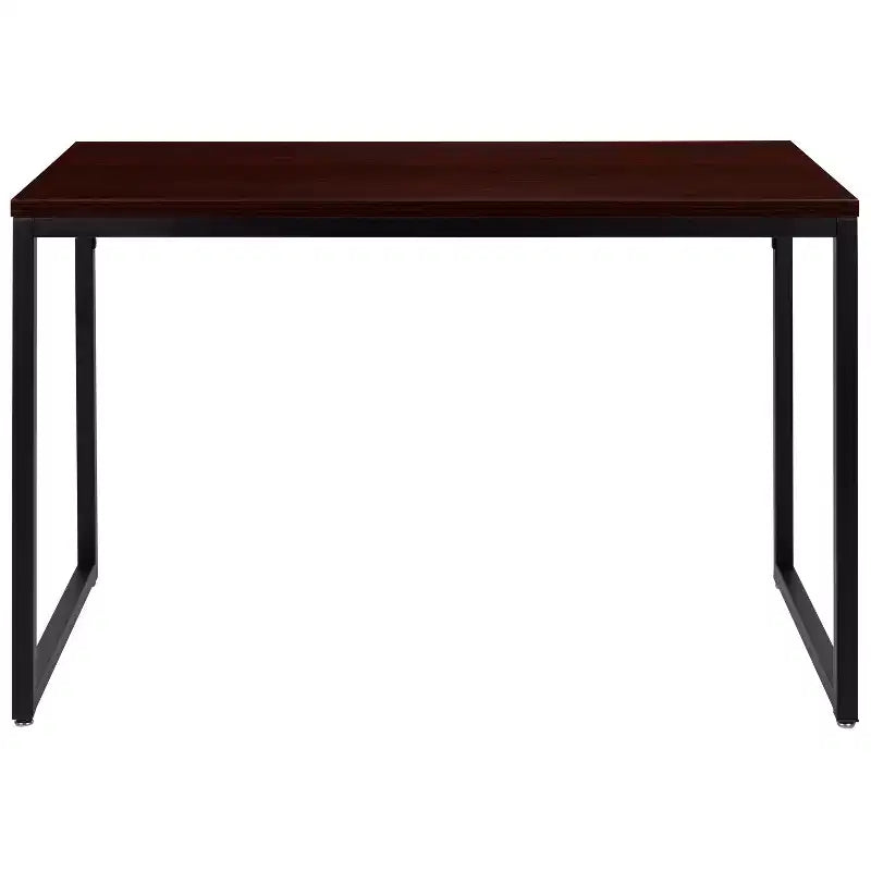 Scrivania per computer da 47" in metallo a giorno, mogano/nero, 1 persona