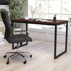 Scrivania per computer da 47" in metallo a giorno, mogano/nero, 1 persona