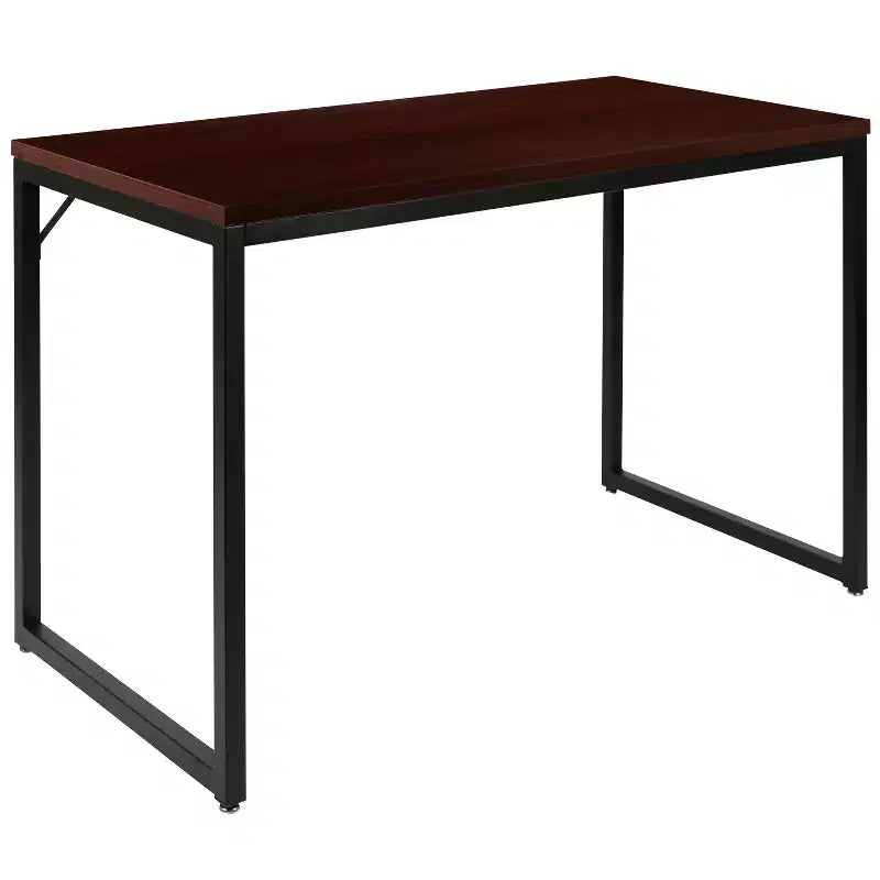 Scrivania per computer da 47" in metallo a giorno, mogano/nero, 1 persona