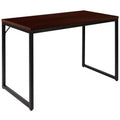 Scrivania per computer da 47" in metallo a giorno, mogano/nero, 1 persona