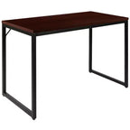 Scrivania per computer da 47" in metallo a giorno, mogano/nero, 1 persona