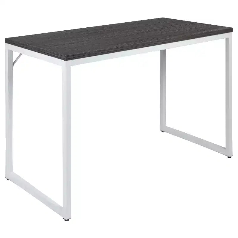Scrivania per computer da 47" in metallo a giorno, mogano/nero, 1 persona