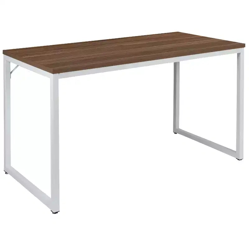 Scrivania per computer da 47" in metallo a giorno, mogano/nero, 1 persona