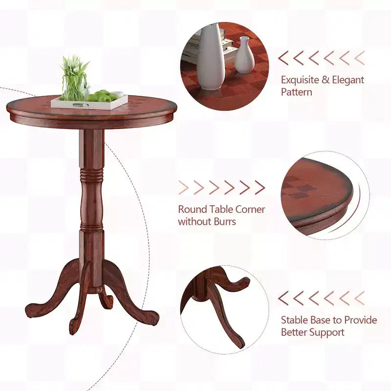 Set tavolo da pub rotondo marrone altezza bancone, 5 pezzi, per 4 persone