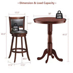Set tavolo da pub rotondo marrone altezza bancone, 5 pezzi, per 4 persone